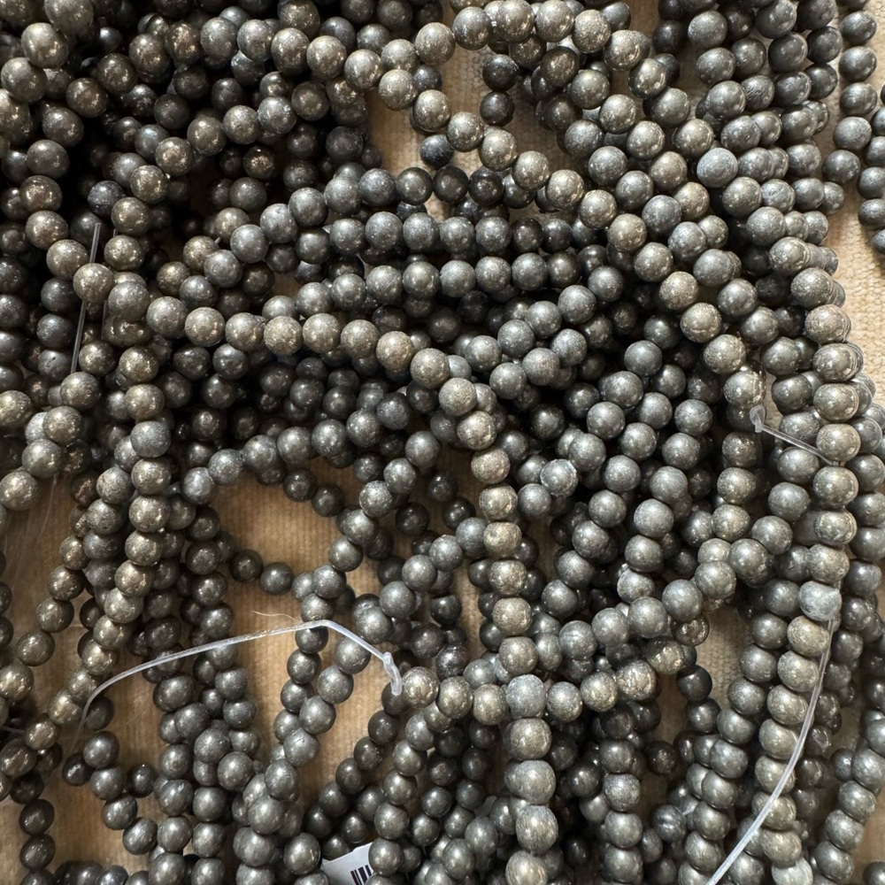 5 15” STRANDS OF PYRITE GEMSTONE 6MM ROUND BEADS